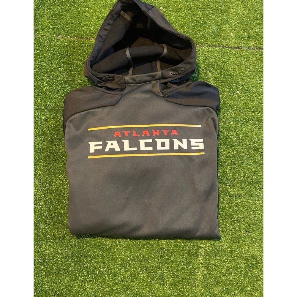 Altanta Falcons hoodie mens large black gray nike therma fit sweatshirt HFL 38 - Picture 1 of 13